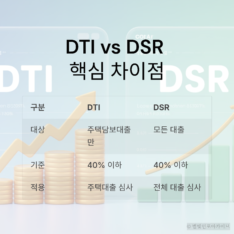 ![DTI와 DSR의 핵심 차이점을 정리한 비교표]