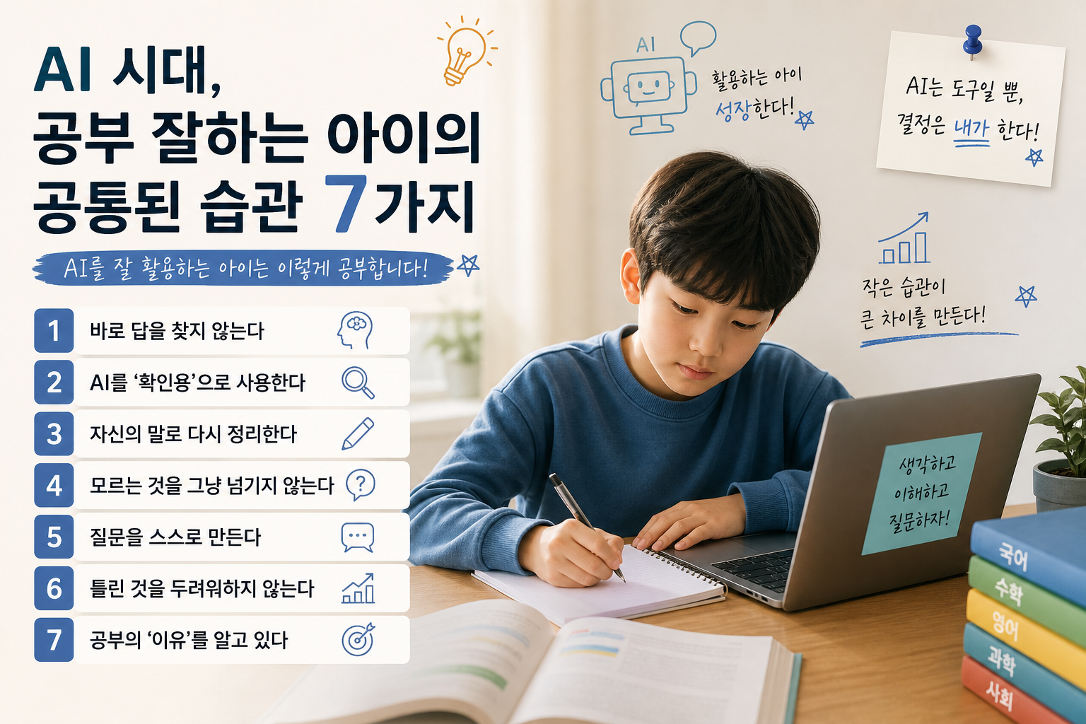 AI의 답을 바라보는 아이의 모습