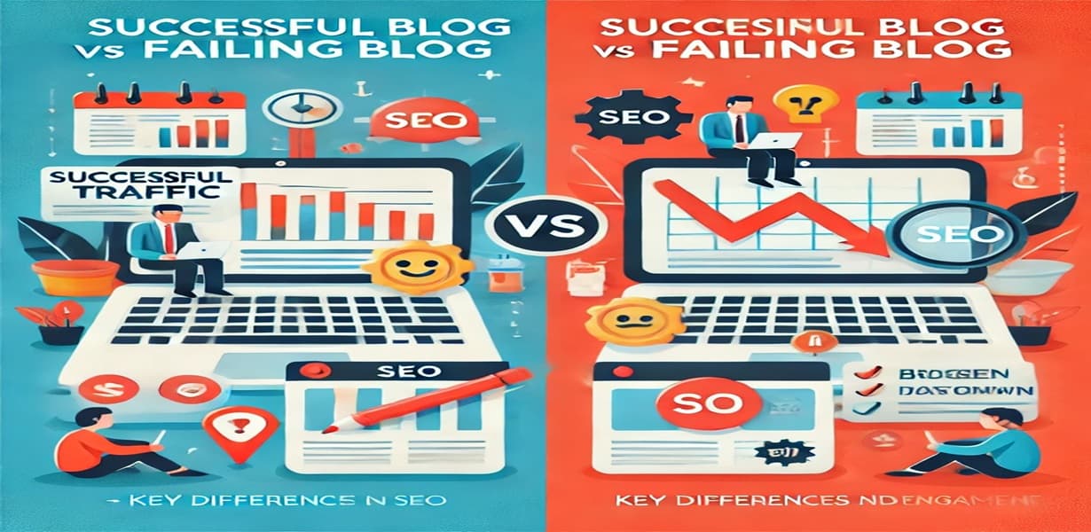 성공하는 블로그와 실패하는 블로그의 비교 – SEO, 검색 트래픽 차이 인포그래픽