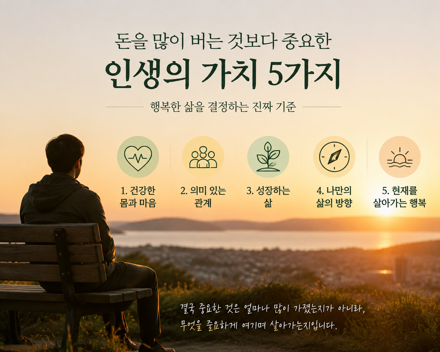 돈보다 중요한 인생의 가치 5가지와 행복한 삶의 방향을 생각하는 사람