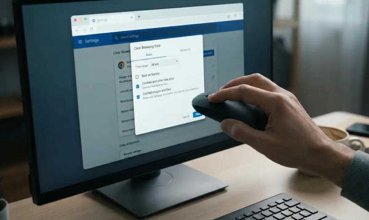 브라우저 설정에서 캐시를 삭제하여 챗GPT 네트워크 에러 해결