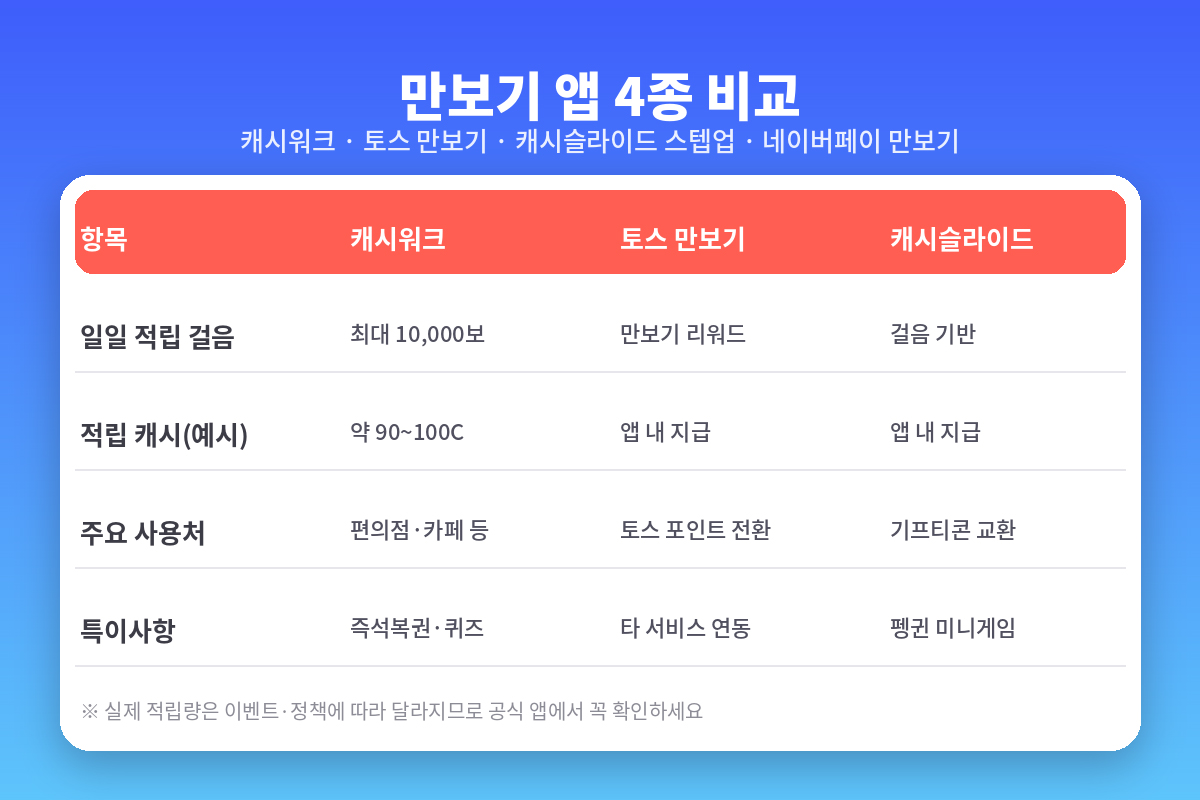 캐시워크 캐시 사용 가능 제휴처 안내