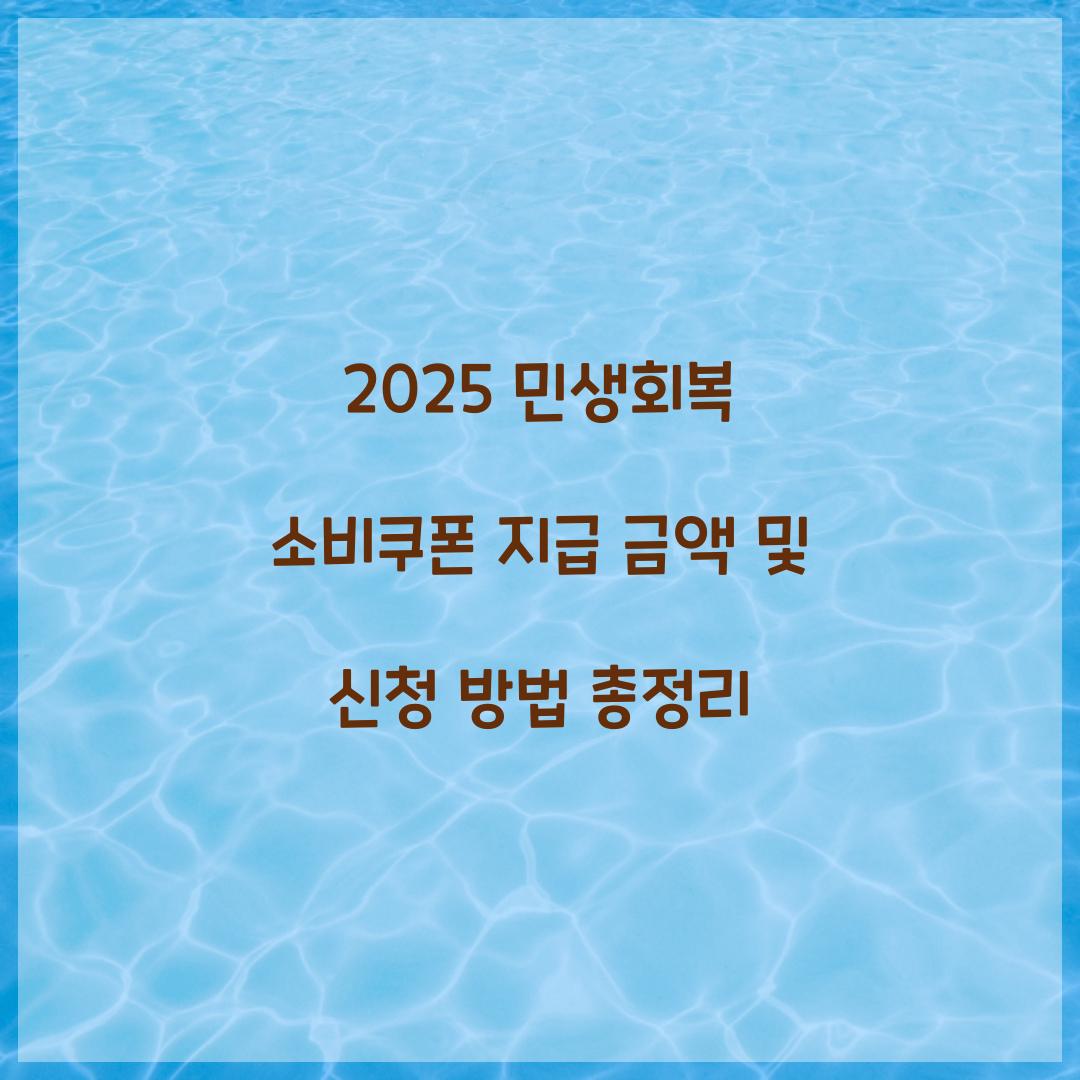 2025 민생회복 소비쿠폰 지급 금액