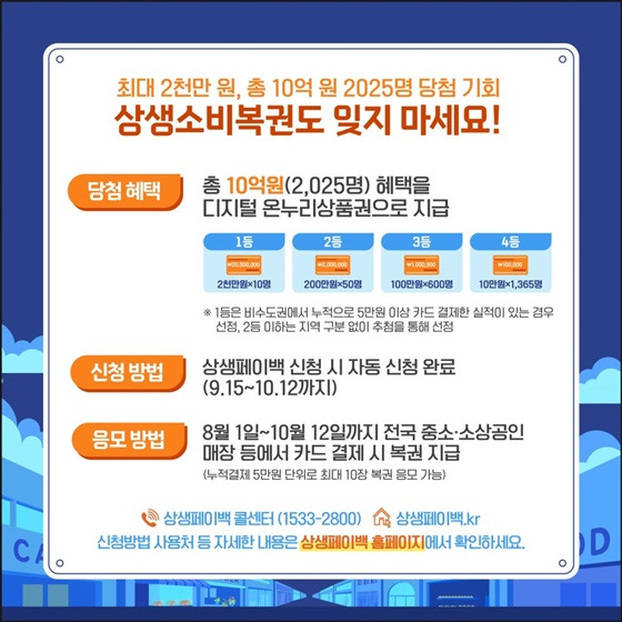 쓸수록 돌아오는 소비혜택 - 상생 페이백 참여신청바로가기