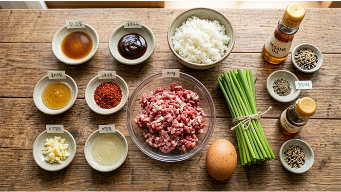 '다진 돼지고기 마늘쫑 비빔밥' 준비재료