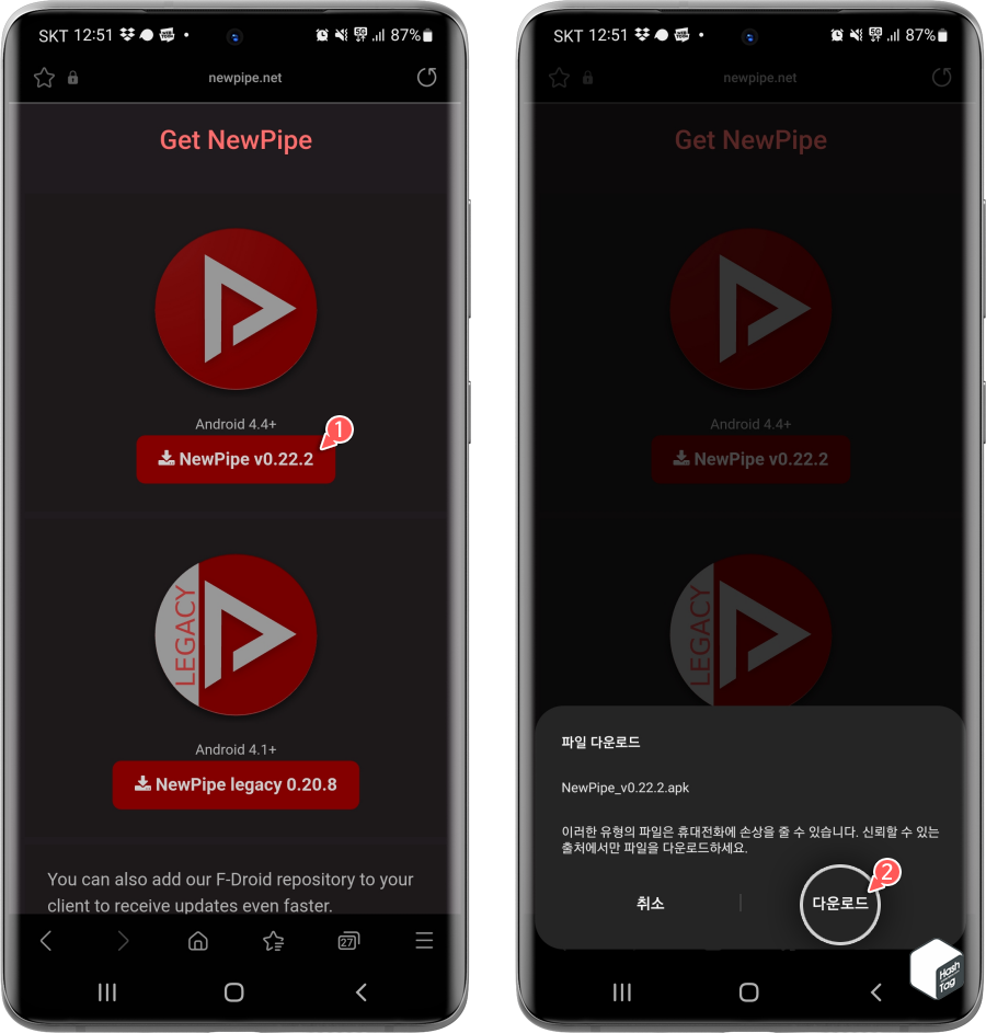 최신 버전 NewPipe APK 파일 다운로드