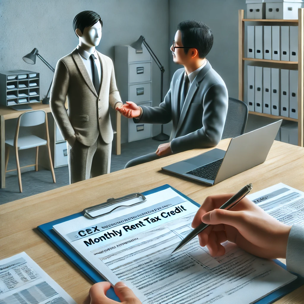 세무 전문가와 월세 세액공제 신청 절차를 상담하는 한국인