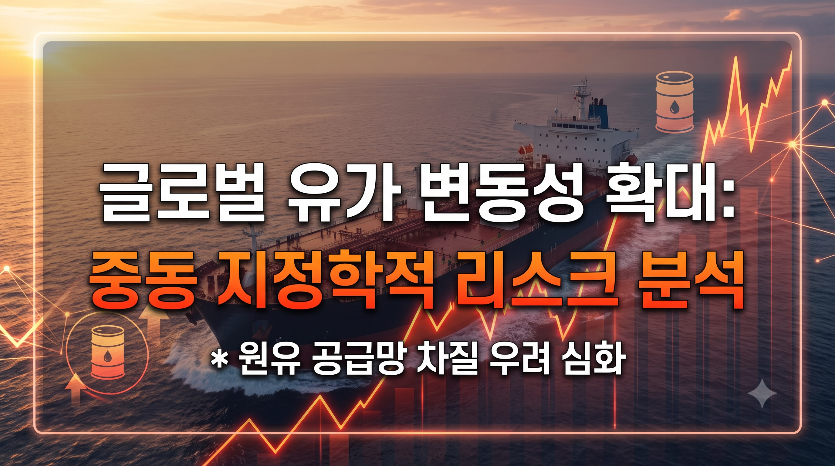 국제유가 변동성 및 중동 지정학적 리스크 분석 시각화 이미지