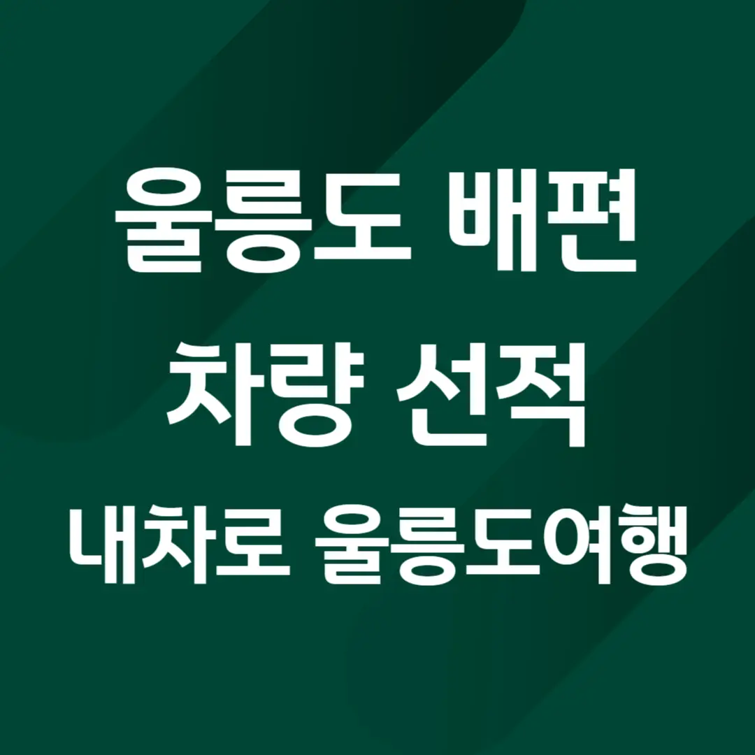 울릉도 배편 차량 선적, 내차로 울릉도 여행