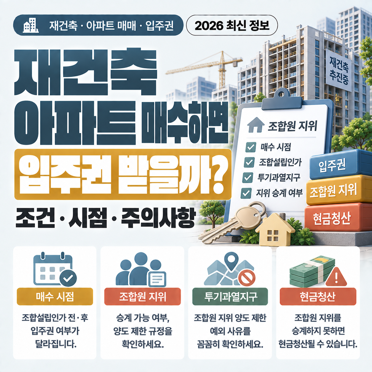 재건축 아파트 매수 시 조합원 지위 승계와 입주권 판단 기준