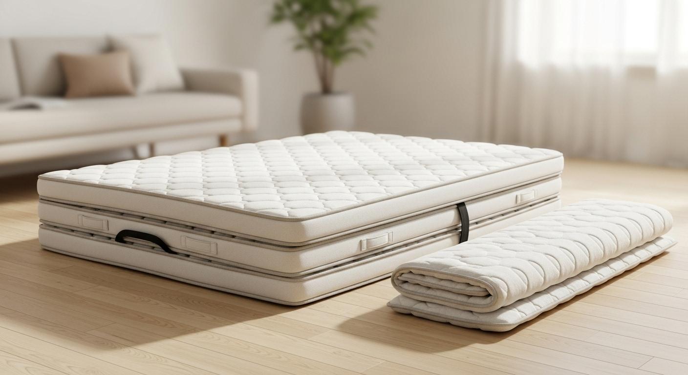 탄탄한 침대 3단 접이식 매트리스 간이 바닥 토퍼