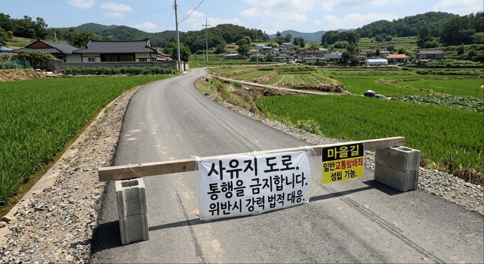 사유지 위 현황도로 마을길 일반교통방해죄