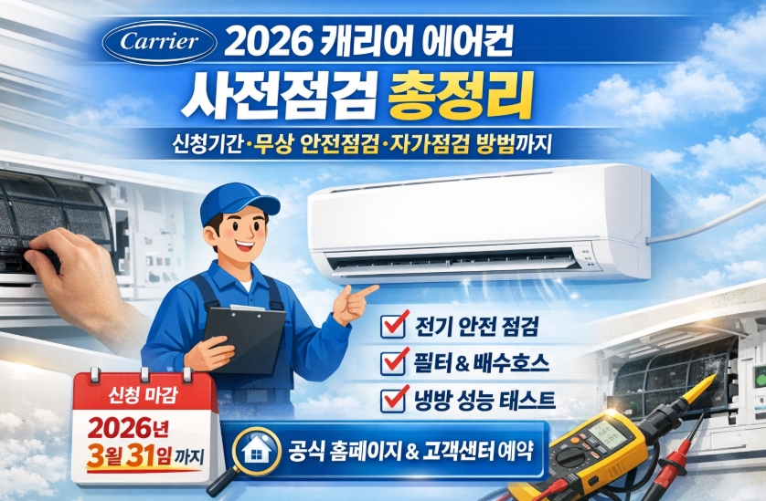2026 캐리어 에어컨 사전점검 총정리, 신청기간&middot;무상 안전점검&middot;자가점검 방법까지