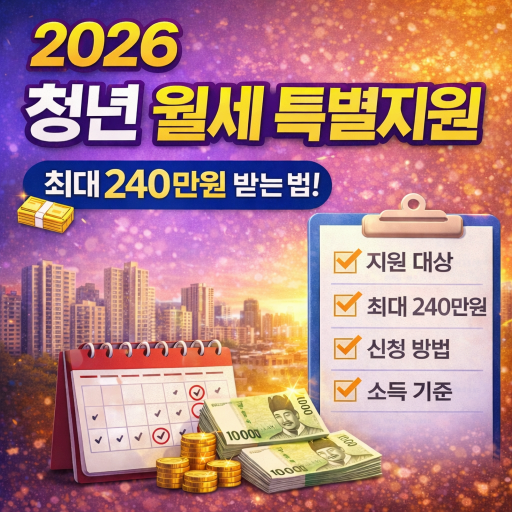 2026 청년 월세 특별지원 신청 방법 및 지원금 총정리(최대 240만원 받는 조건 확인하세요)
