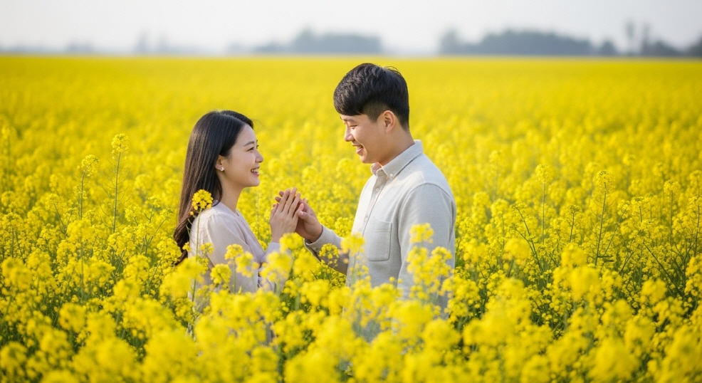 커플 인생샷 찍는 모습