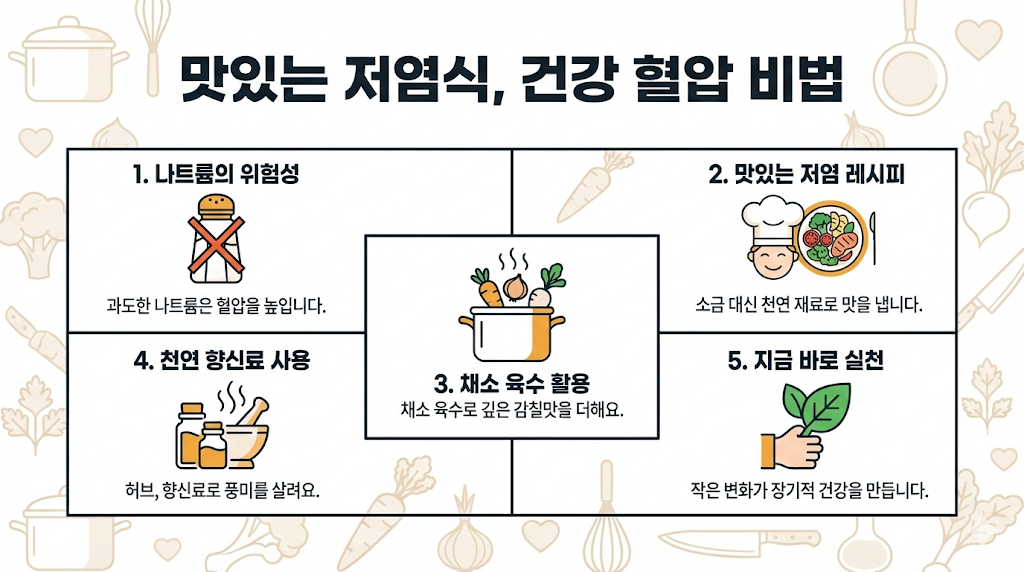 맛있는 저염식 5가지 핵심 인포그래픽