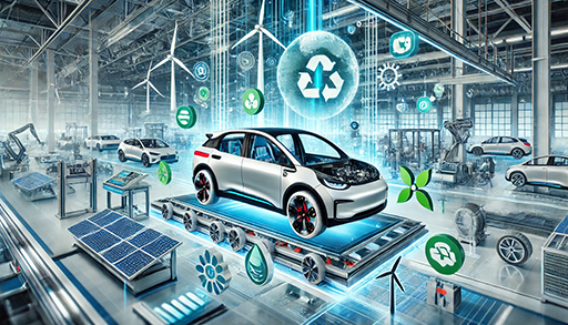 탄소 배출을 줄이는 전기차 제조 공정 이미지