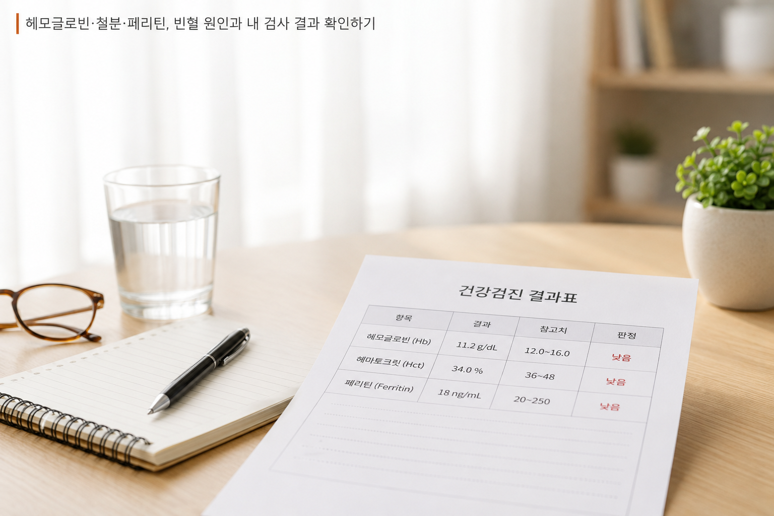 빈혈, 헤모글로빈, 철분, 페리틴, 건강검진