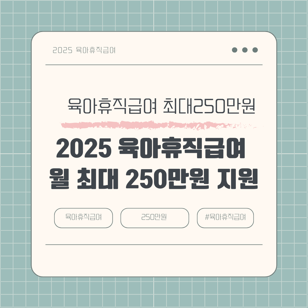 2025년 육아휴직급여 월 최대 250만원까지 지원