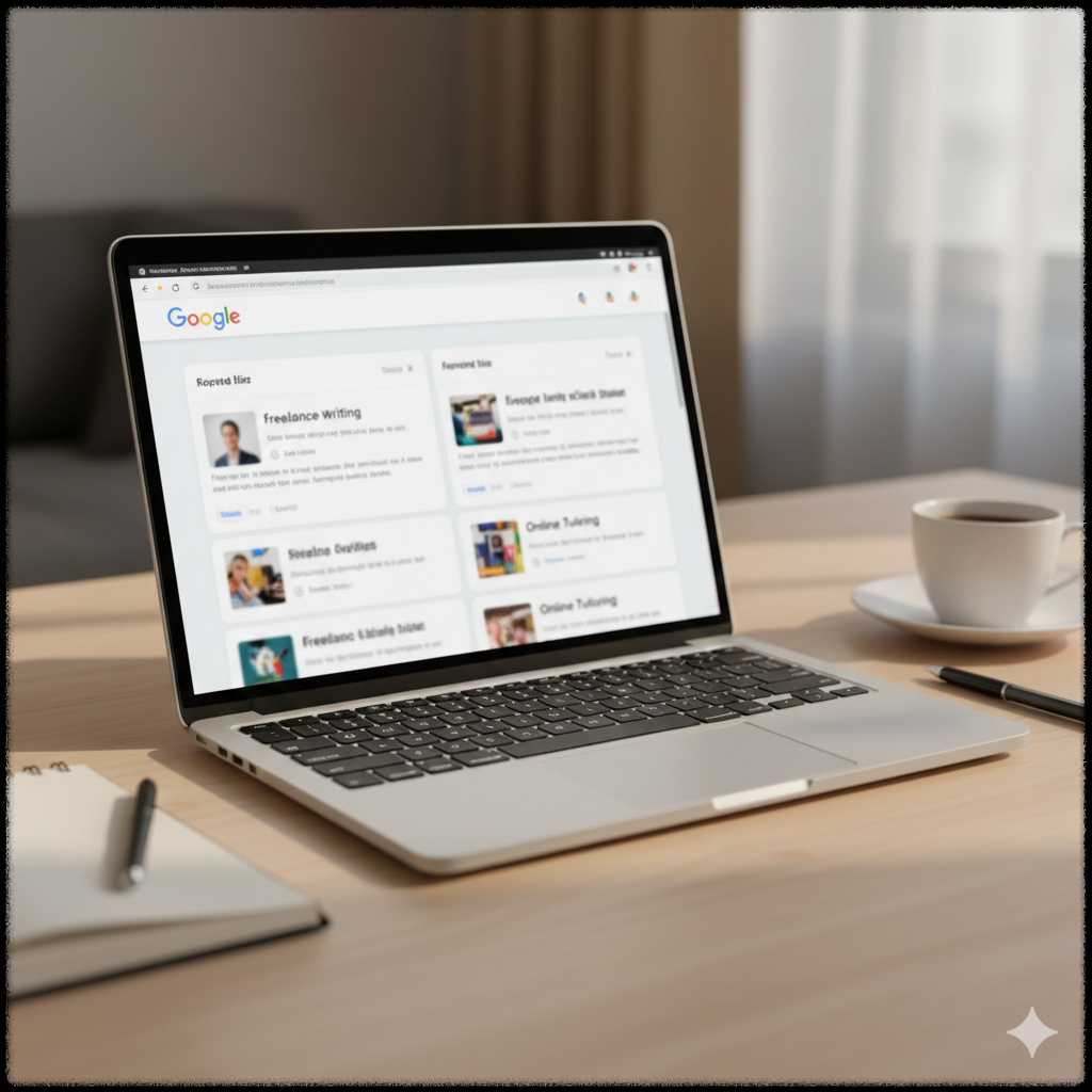 비교형 부업 제목을 기획하며 검색 결과를 분석하는 모습