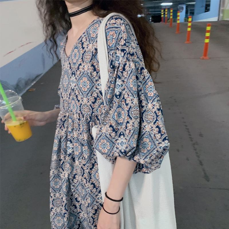 루아 패턴 롱원피스 여름 휴양지 원피스 휴가 바캉스 루즈핏 호캉스 에스닉 여행 필수