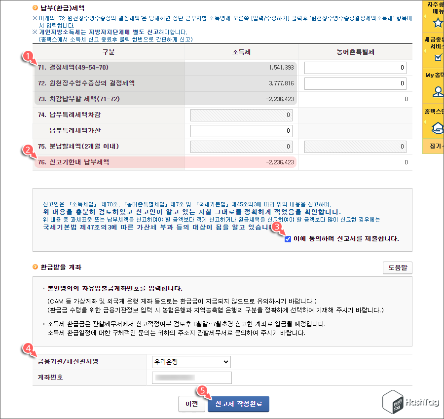 납부(환급)세액