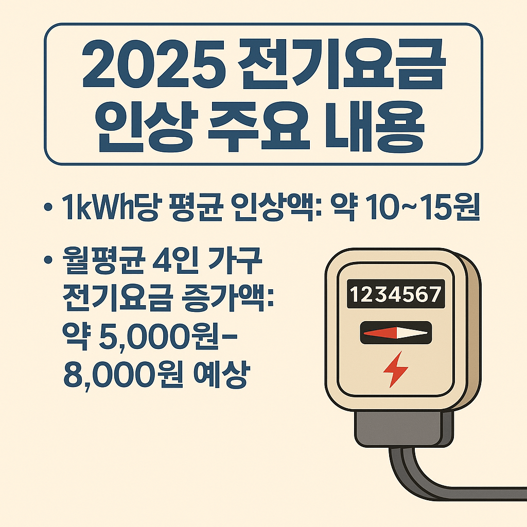 2025 전기요금 인상 및 가스요금 인상 주요 내용