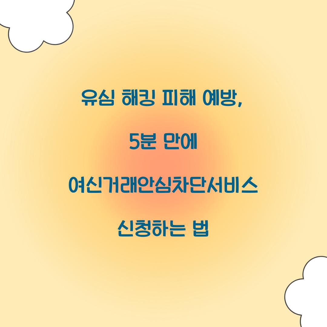 유심 해킹 피해 예방: 5분 만에 신청하는 여신거래안심차단서비스