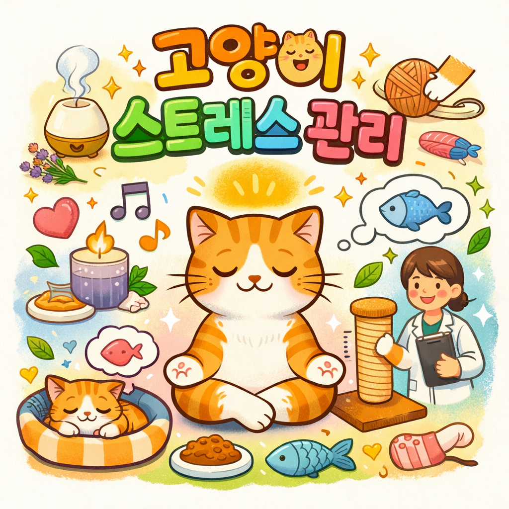 “고양이 스트레스 관리“ 문구 이미지