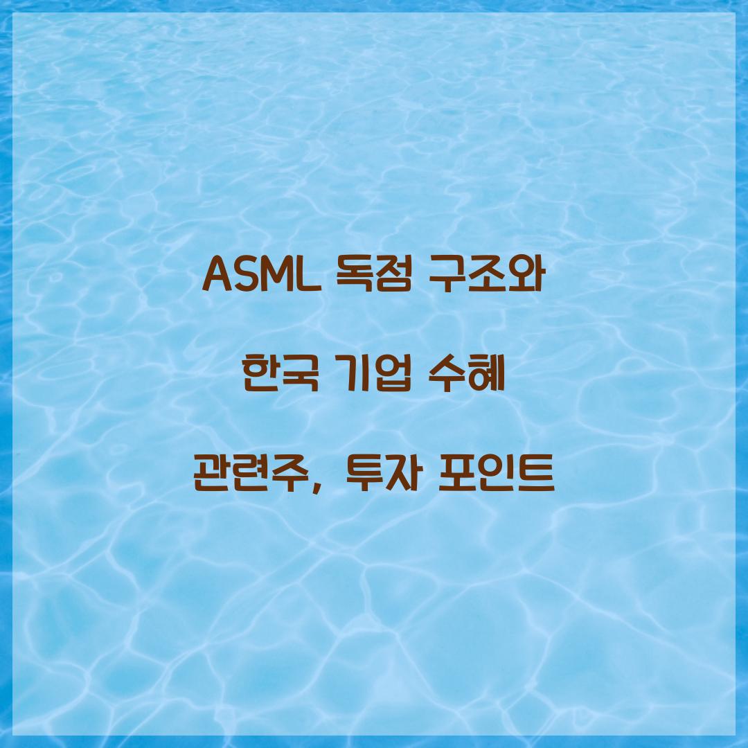 ASML 독점 구조와 한국 기업 수혜 관련주
