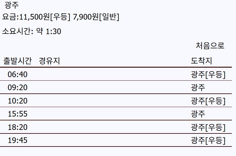 전주 시외버스터미널 시간표, 예매, 주차장 정보