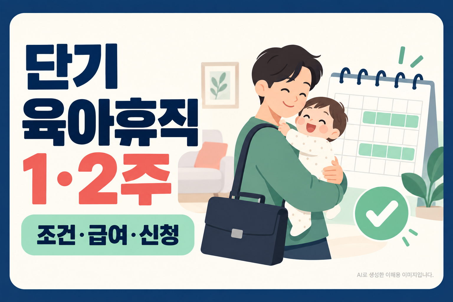 단기 육아휴직 이용 조건을 소개하는 함께 보면 좋은 글 포스터