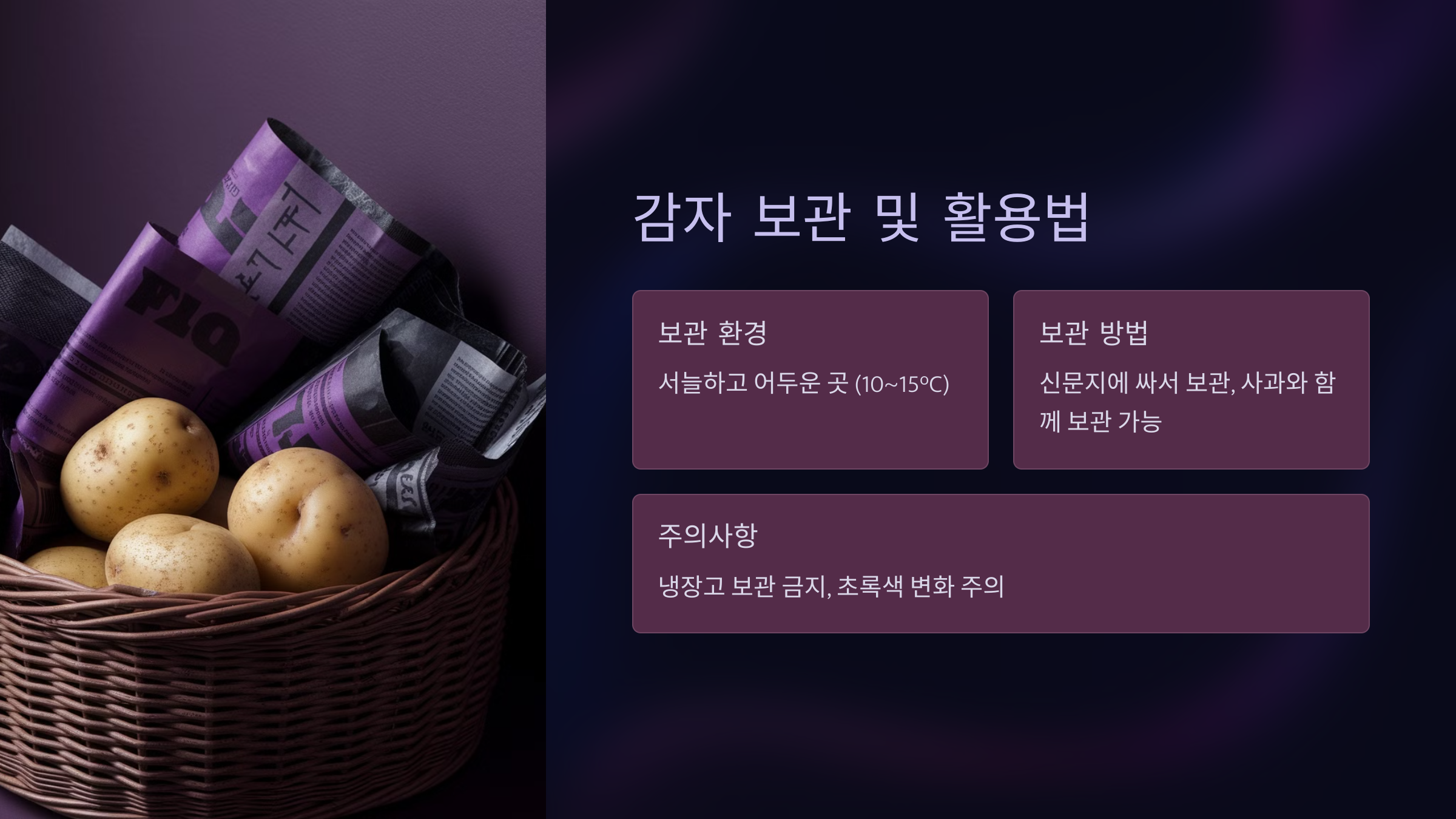 감자 보관 및 활용법