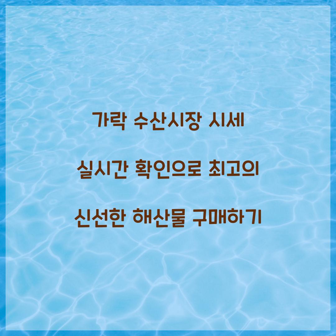 가락 수산시장 시세 실시간 확인