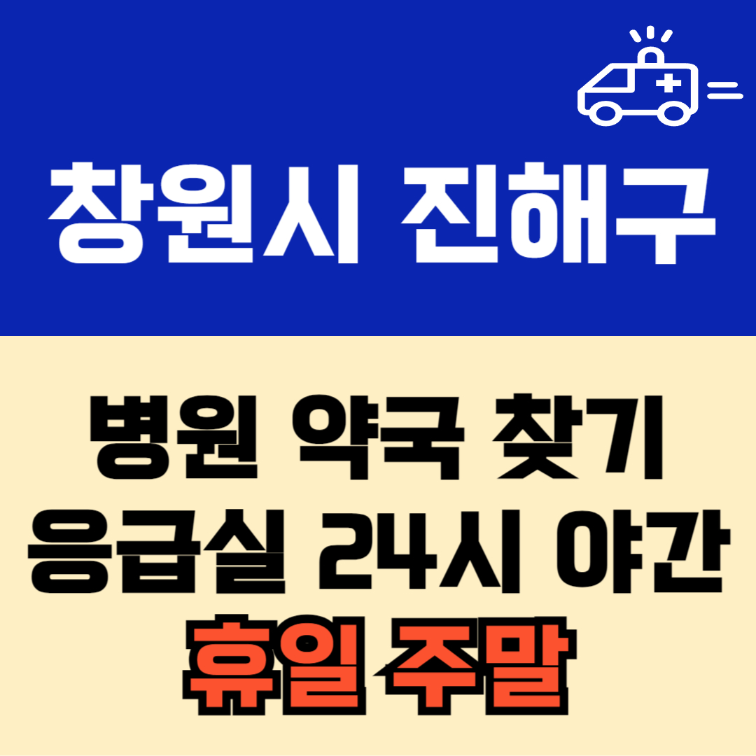 창원시 진해구 주말 일요일 공휴일 24시 당번 약국 병원 응급실 : 빠르게 찾기!!