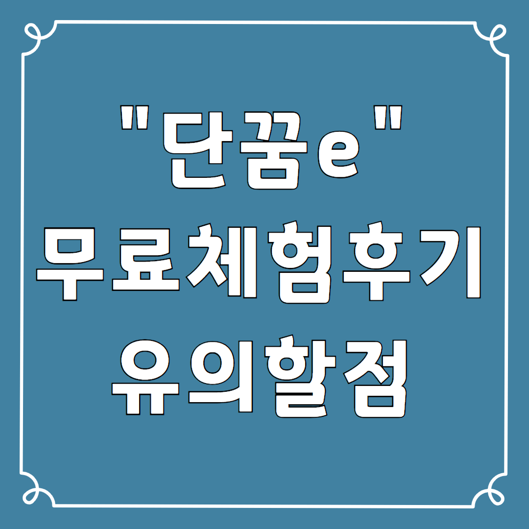 단꿈e 무료체험후기