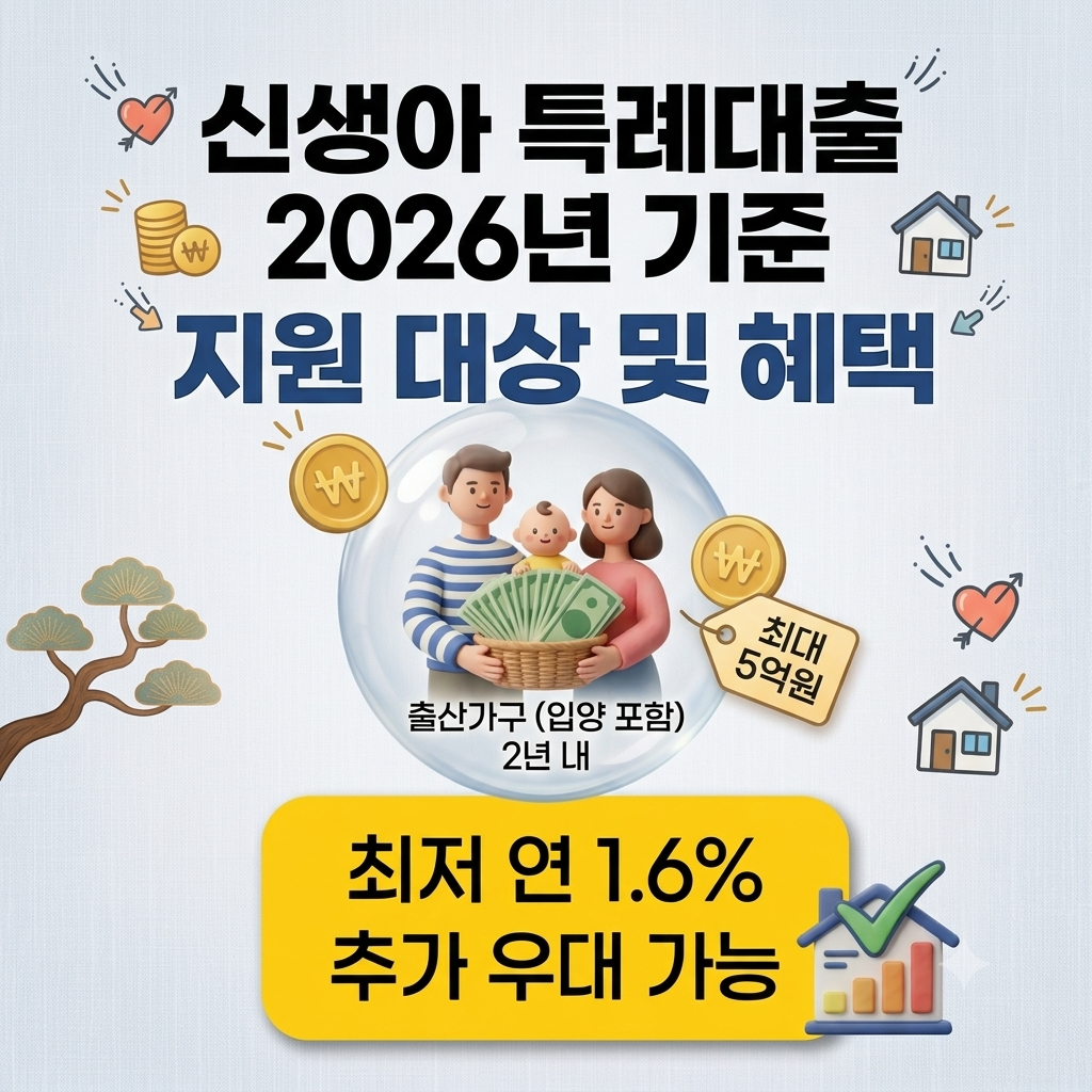 2026 신생아 특례 대출 조건 금리 이자 전세대출 조건 확인해요
