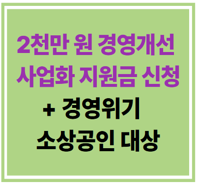 2천만 원 경영개선 사업화 지원금 신청
