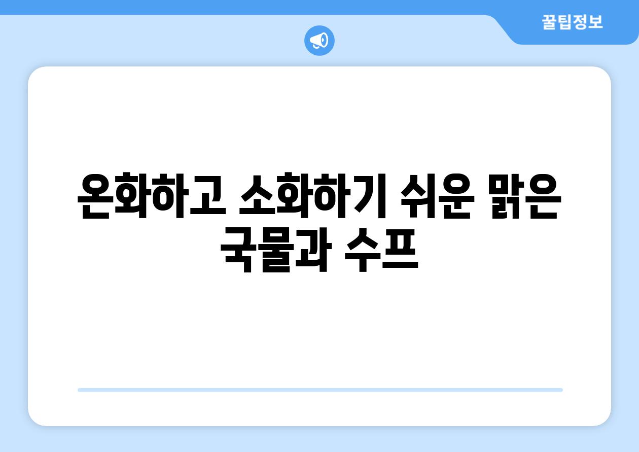 온화하고 소화하기 쉬운 맑은 국물과 수프