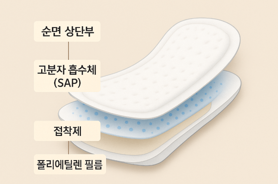 화학성분이 들어있는 생리대의 구성