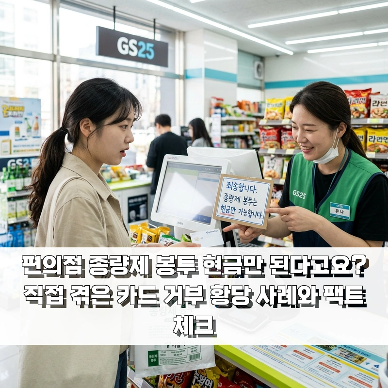 편의점 종량제 봉투 현금만 된다고요? 직접 겪은 카드 거부 황당 사례와 팩트 체크