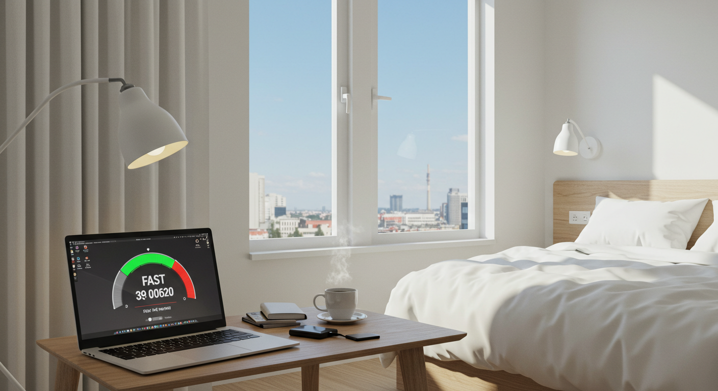 숙소 와이파이 품질 확인과 업무 환경 준비