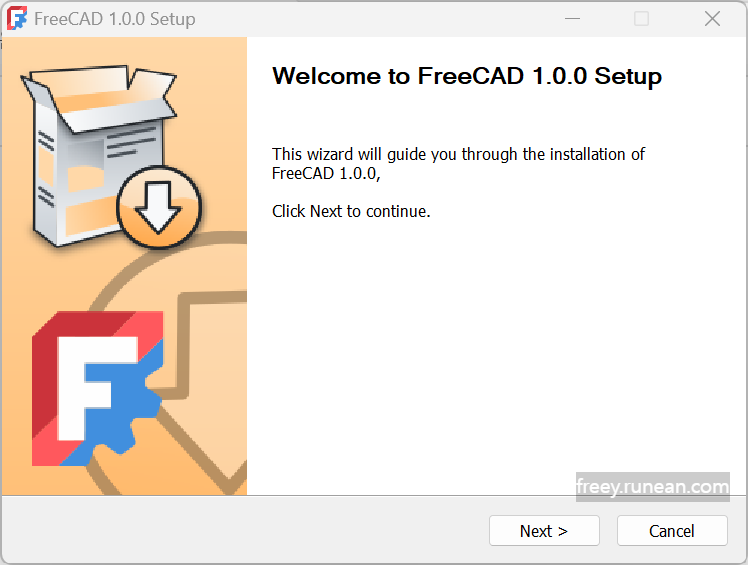 프리캐드(FreeCAD) 설치 화면