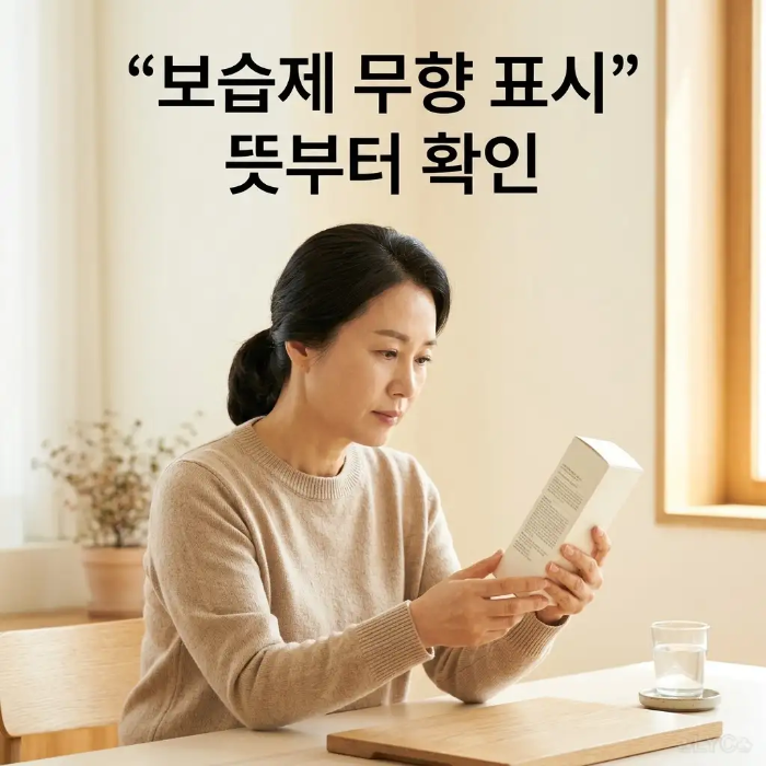 건조한 피부 보습제의 무향 표시와 제품 설명을 살펴보는 모습