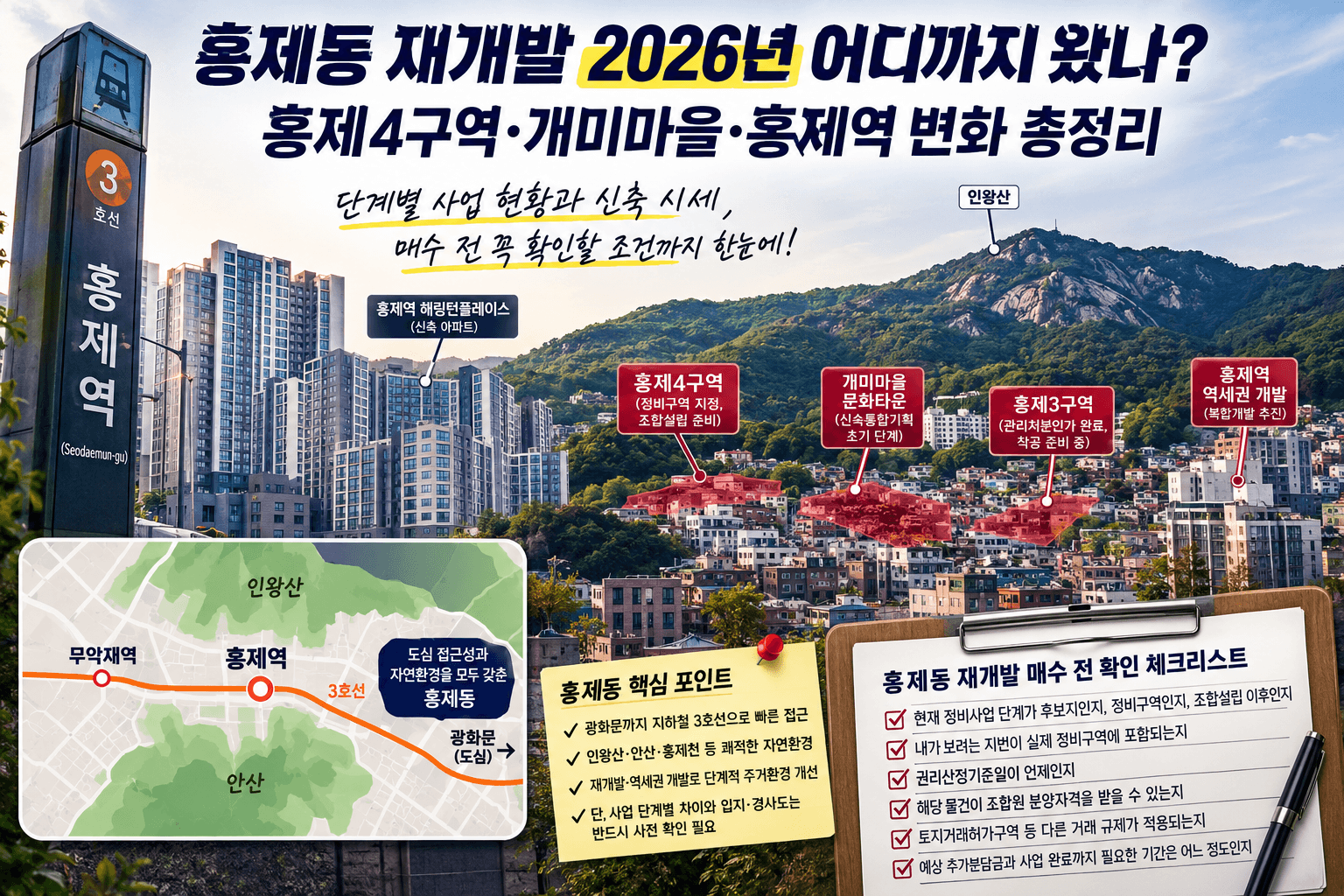 홍제동 재개발 2026년 어디까지 왔나? 홍제4구역&middot;개미마을&middot;홍제역 변화 총정리