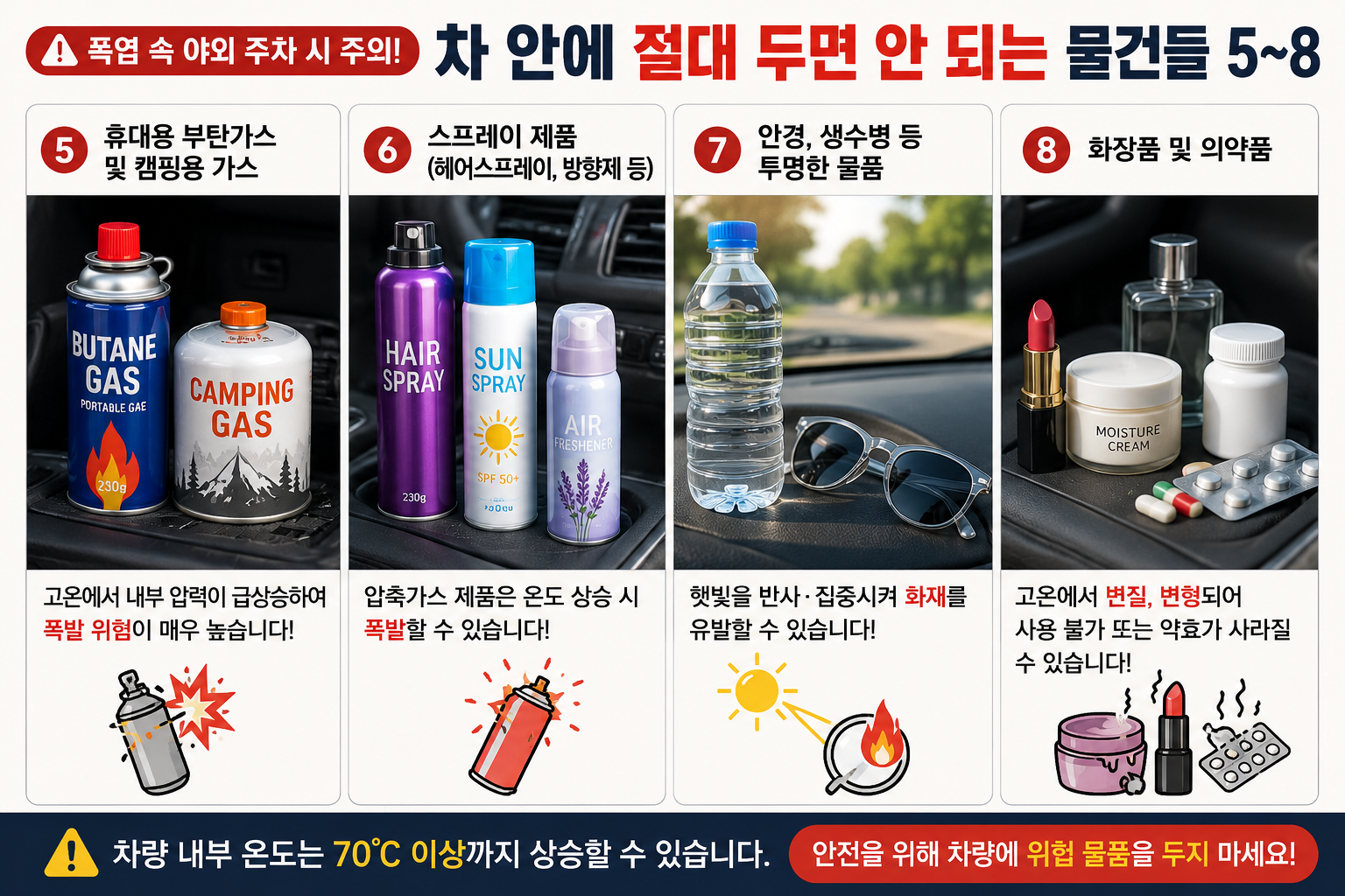 차 안에 절대 두면 안되는 물건들