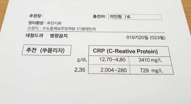알부민 CRP 염증 수치 비교