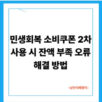 2차 민생회복 소비쿠폰 잔액 부족, 결제 오류, 결제 실패 원인, 해결방법_43