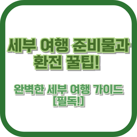 세부 여행 준비물과 환전 꿀팁! 완벽한 세부 여행 가이드 [필독!]