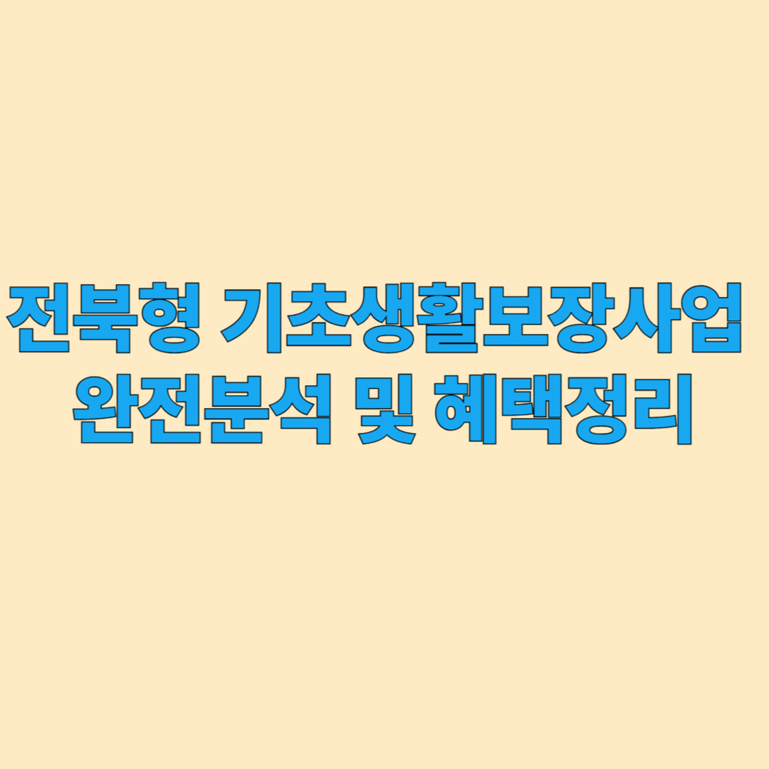 전북형 기초생활보장사업 완벽 가이드 - 복지 사각지대 해소를 위한 지자체의 대안